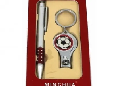 Coffret cadeau avec stylo et coupe-ongles à porte-clés