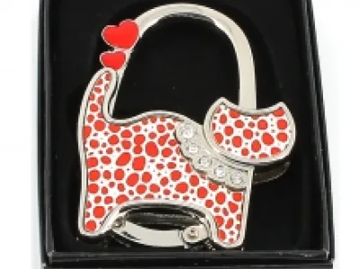 Coffret cadeau contenant un porte-sac motif chat strass