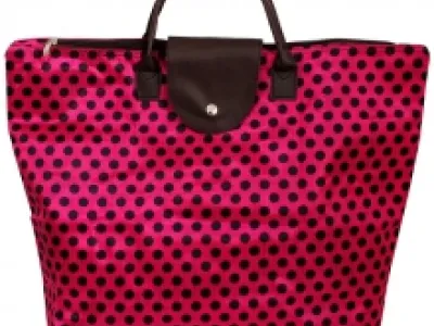Sac shopping à pois avec rabat à bouton pression