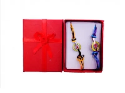 Bracelet couple en cordon avec motif cœur
