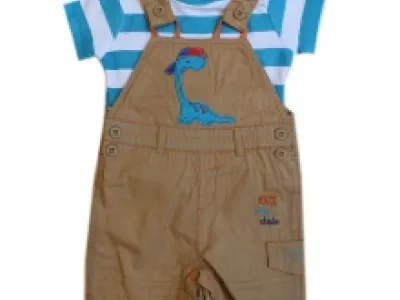 Ensemble salopette courte et t-shirt à rayures pour bébé garçon