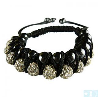 Grossiste, fournisseur et fabricant CB13/bracelet en cristal, macramé et Ematite noire véritable.(10 couleurs)