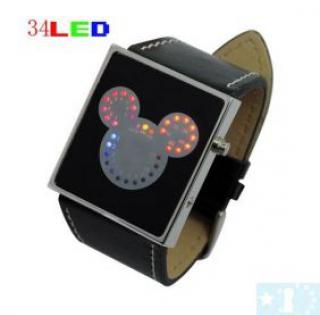 Grossiste, fournisseur et fabricant lw22/cute multicolor 34 led binary digital leather wrist watch black