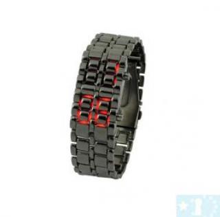 Grossiste, fournisseur et fabricant lw24/lady desgin carbonized steel led binary wrist watch black with red light display