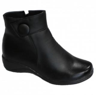 Bottines femme décorées de bouton avec zip côté