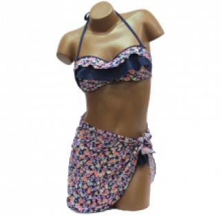 Bikini imprimé fleuri avec paréo