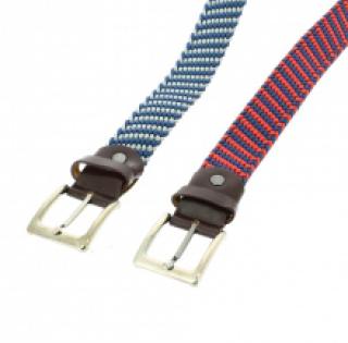 Ceinture bicolore tissée avec boucle ardillon en métal