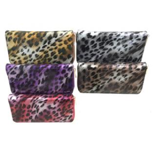 Portefeuille bicolore leopard zippé