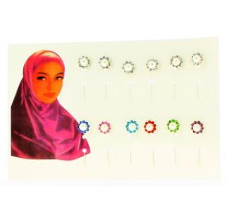 Épingle motif fleuri ornée de strass pour hijab