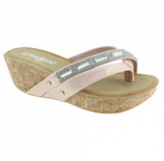 Sandales champagne avec double bride ornées de strass