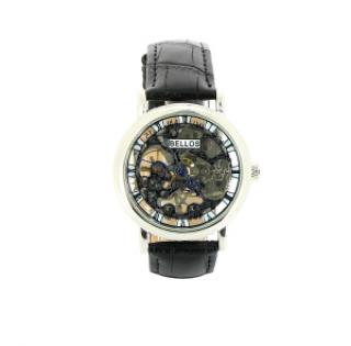 Montre automatique pour homme avec cadran transparent et chiffres romains