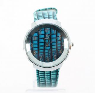 Montre avec cadran transparent et bracelet croco