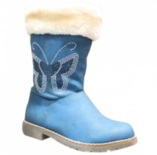 Bottines fourrées pour enfant avec motif papillon à strass