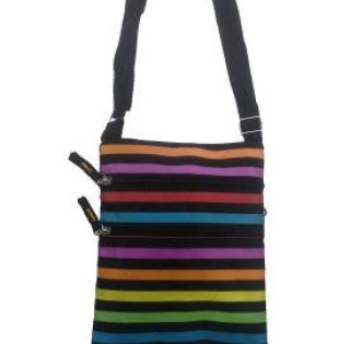 Sac bandoulière vertical à rayures multicolores