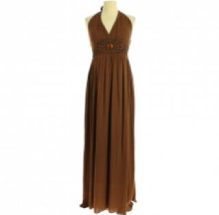 Robe drapée longue avec smocks au dos