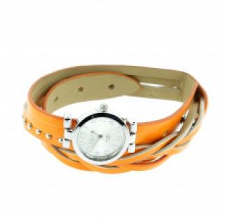 Montre bracelet double tour tressé et clouté