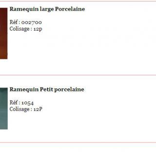 Ramequin colisage : 12p , Prix : 0.60€