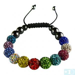 Grossiste, fournisseur et fabricant CB3/bracelet en cristaux multicolore, macramé et Ematite noire véritable