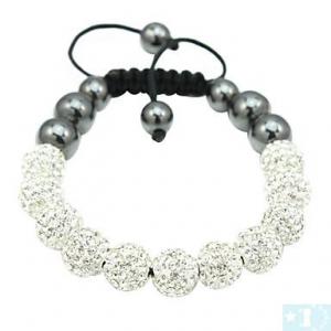  Grossiste, fournisseur et fabricant CB9/bracelet en cristal, macramé et Ematite noire véritable.(10 couleurs)