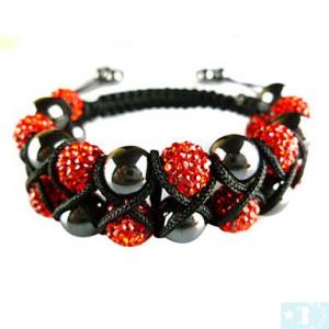 Grossiste, fournisseur et fabricant CB10/bracelet en cristal, macramé et Ematite noire véritable.(10 couleurs)