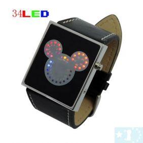Grossiste, fournisseur et fabricant lw22/cute multicolor 34 led binary digital leather wrist watch black