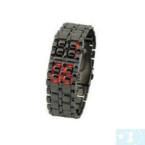 Grossiste, fournisseur et fabricant lw24/lady desgin carbonized steel led binary wrist watch black with red light display