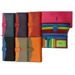 Portefeuille en cuir avec compartiments multicolores
