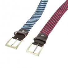 Ceinture bicolore tissée avec boucle ardillon en métal