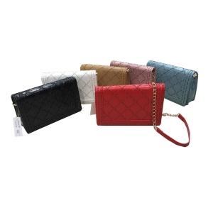 Pochette avec motif losange et sangle mi-chaîne