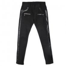 Pantalon slim avec poches zippées et empiècement cuir
