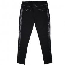 Pantalon noir avec liseré en cuir