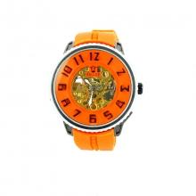 Montre automatique pour homme avec cadran transparent et index contrasté
