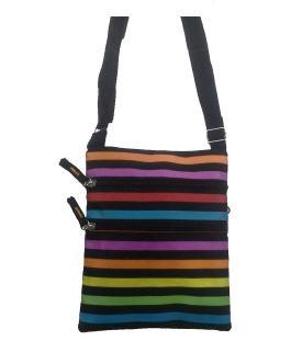 Sac bandoulière vertical à rayures multicolores