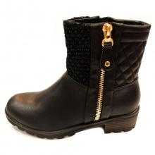 Bottines femme avec empiècement matelassé et zip sur chaque côté